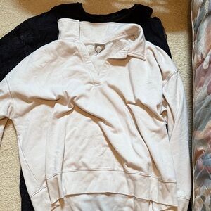 Ava & Viv Cream Pullover Sweatshirt with Collar